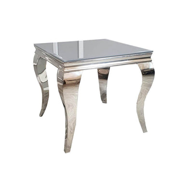 Louis Lamp Table with Curved Chrome Legs – Stylish Marble or Glass Top – Part of Louis Collection - UK Luxury Furniture